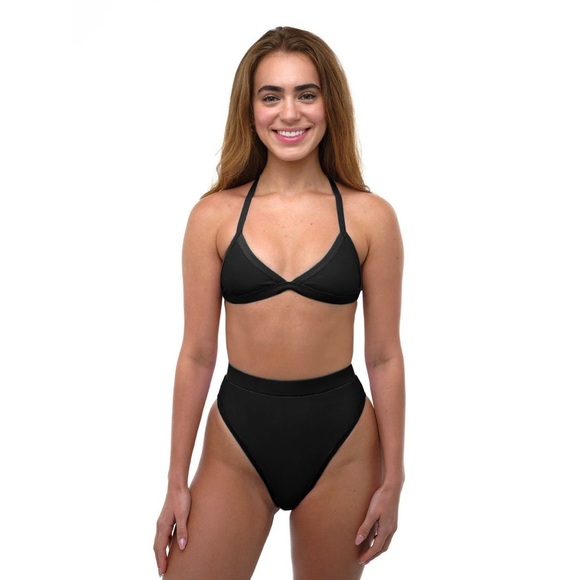 93 Play Street Serena Triangle Bikini Top Black Padded Push Up 2X Plus EUC - Picture 1 of 6